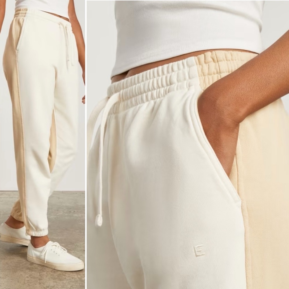 Everlane The Track Jogger Sweatpants Organic Cotton French Terry Cream - Picture 3 of 13